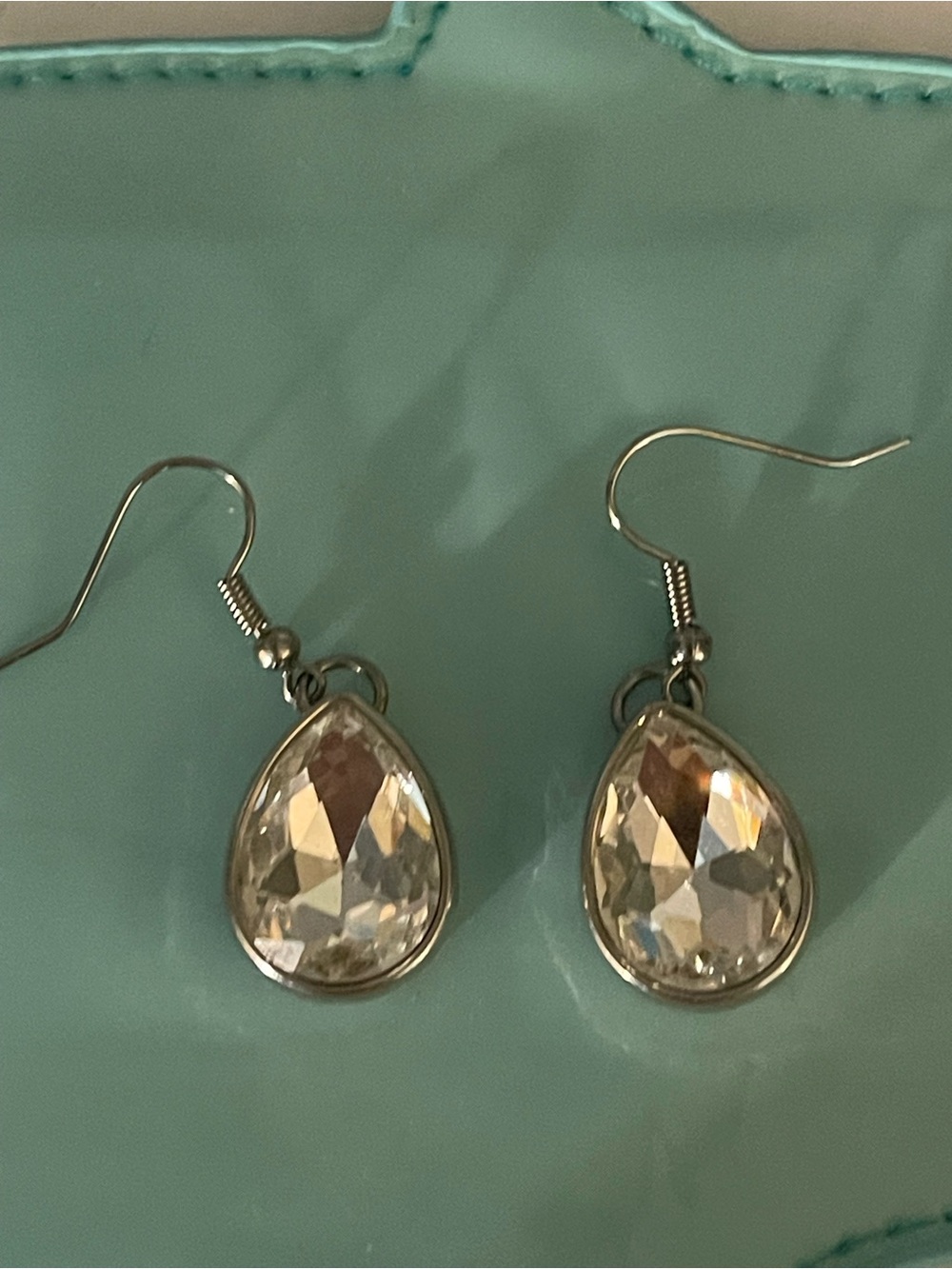 Clear Teardrop Crystal Dangle Earrings - Women Jewelry